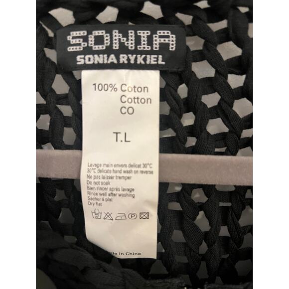 SONIA RYKIEL Women's Black FullZip Sequin Fishnet Mesh Cardigan Whimsygoth Fairy - Picture 3 of 8